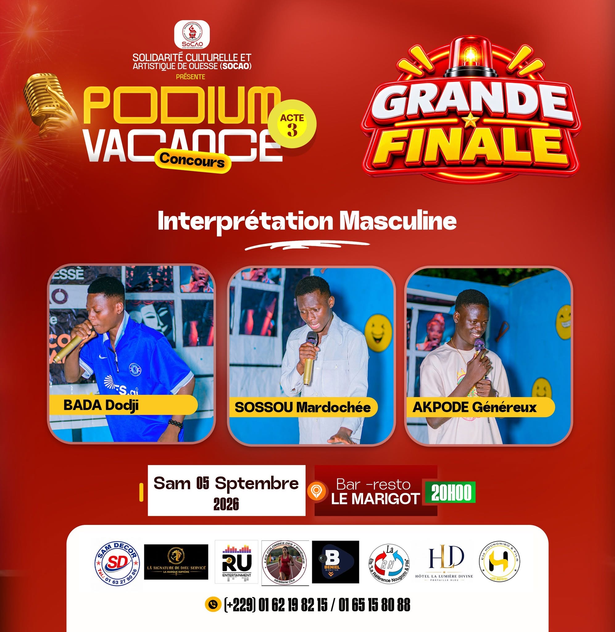 Grande Finale Interprétation Masculine Bada Dodji Sossou Mardochée Akpode Généreux