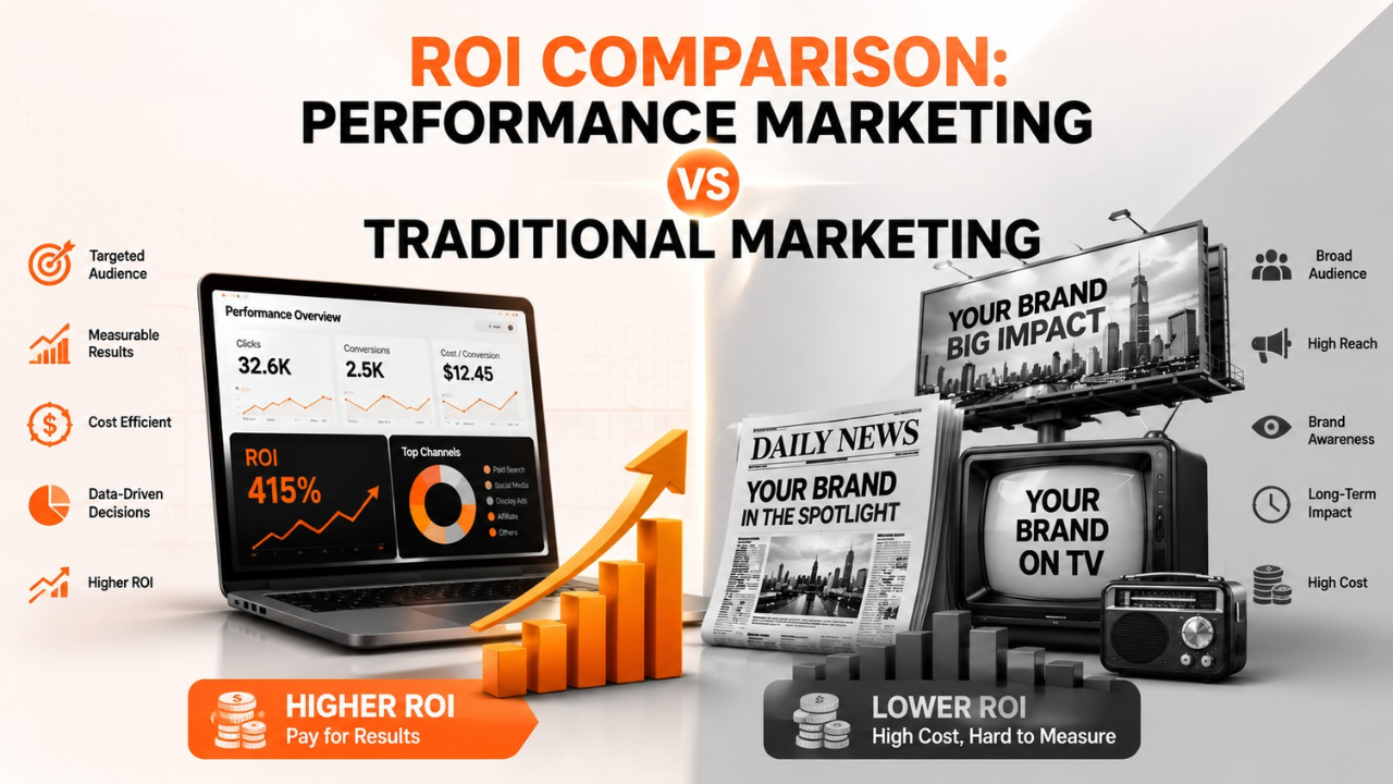 ROI comparison of performance and traditional marketing