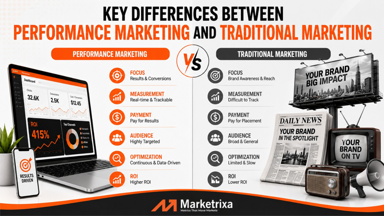Performance marketing vs traditional marketing differences