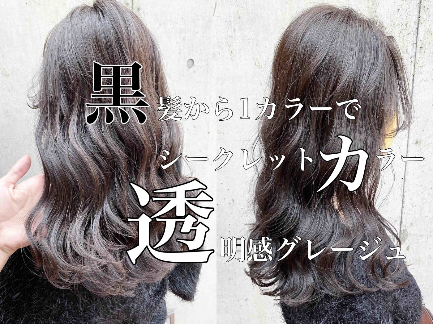 【黒髪から1回目のカラーでシークレットカラー】透明感グレージュ