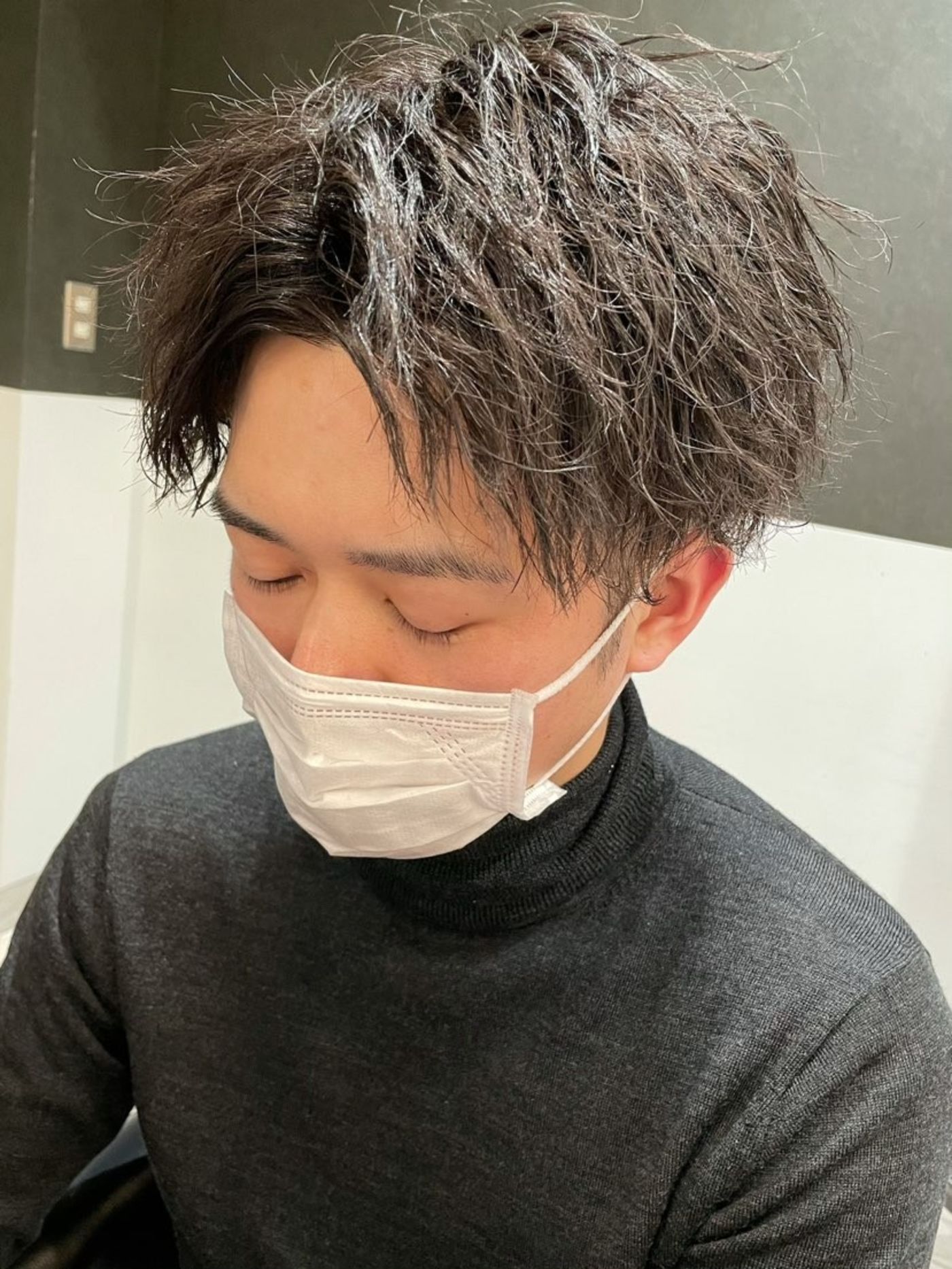 刈り上げマッシュ×ソフトスパイラルパーマ センターパートver.