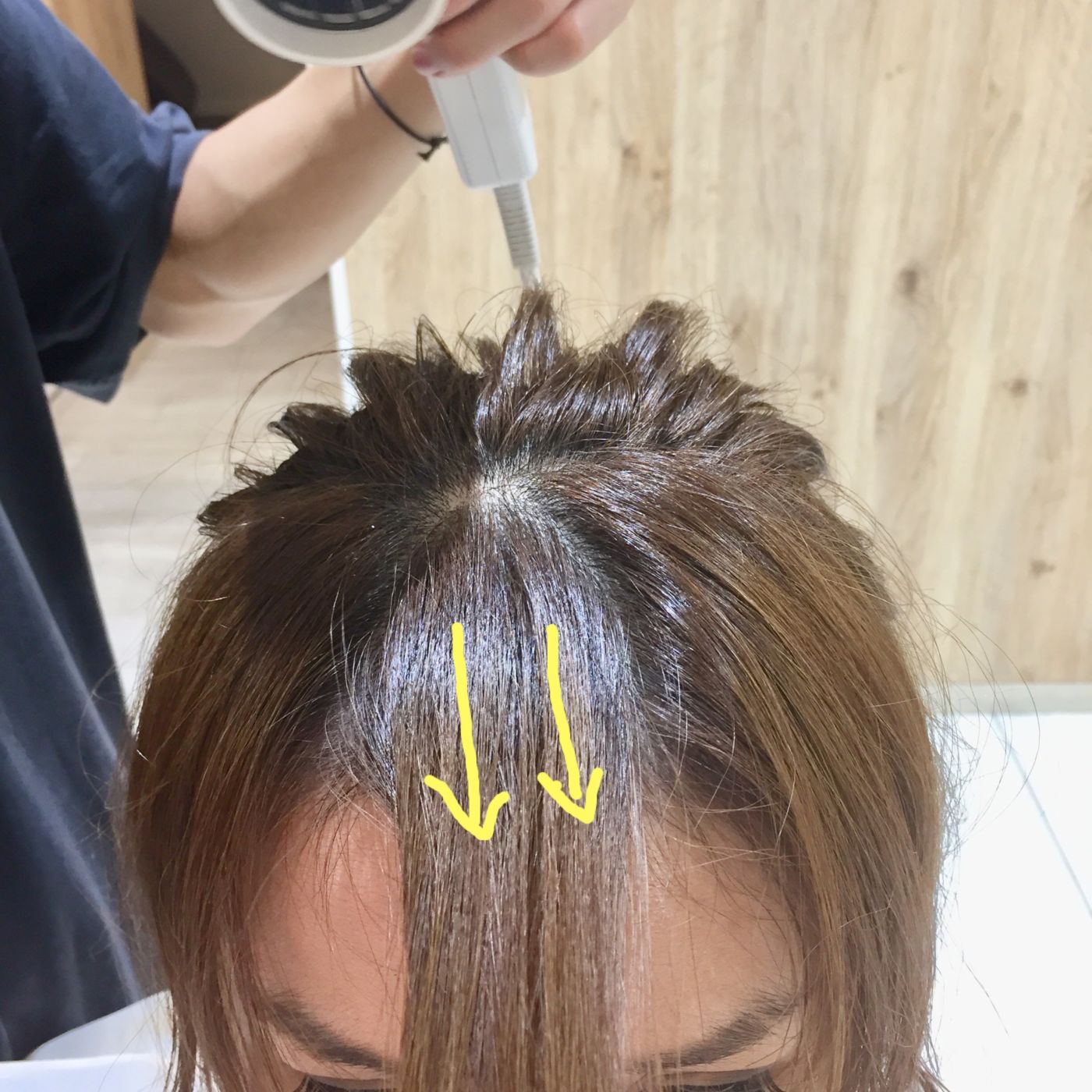 4.真っ直ぐ前に乾かす