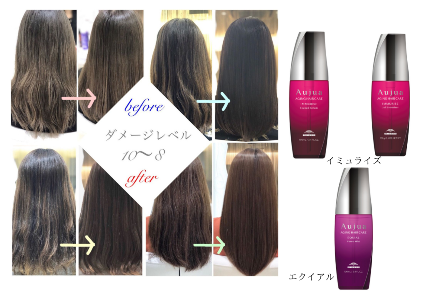 ダメージレベル10〜8の髪質改善 「エクイアル」「イミュライズ」