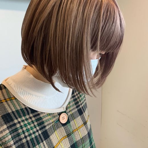 ハイトーンピンクベージュミニボブ Cica ヘアカタログ 美容室 Nyny 河原町三条店 西村 知佳 ヘアサロン 美容院 ニューヨークニューヨーク