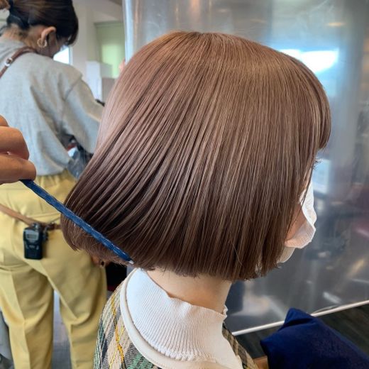 ハイトーンピンクベージュミニボブ Cica ヘアカタログ 美容室 Nyny 河原町三条店 西村 知佳 ヘアサロン 美容院 ニューヨークニューヨーク