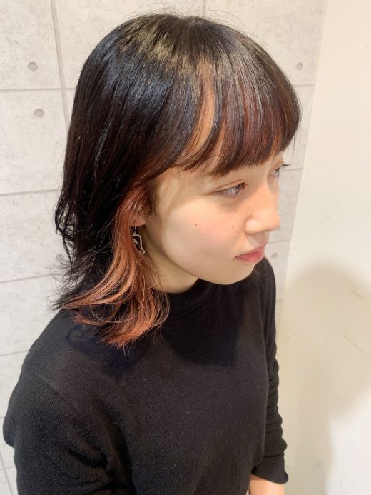 アクセントカラー ペールオレンジ ヘアカタログ 美容室 Nyny 河原町三条店 西村 知佳 ヘアサロン 美容院 ニューヨークニューヨーク