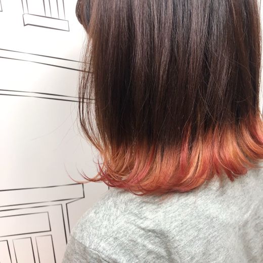 テールカラー サーモンピンク ヘアカタログ 美容室 Nyny 梅田茶屋町店 山本 彩未 ヘアサロン 美容院 ニューヨークニューヨーク