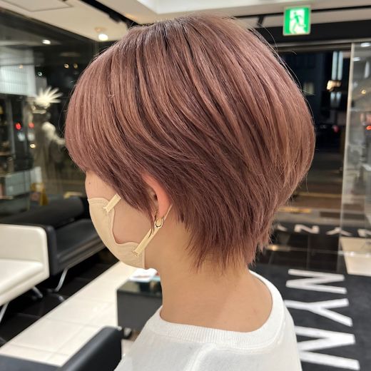 ショートボブ ピンクベージュ ヘアカタログ 美容室 Nyny 姫路本店 上長 祐輝 ヘアサロン 美容院 ニューヨークニューヨーク