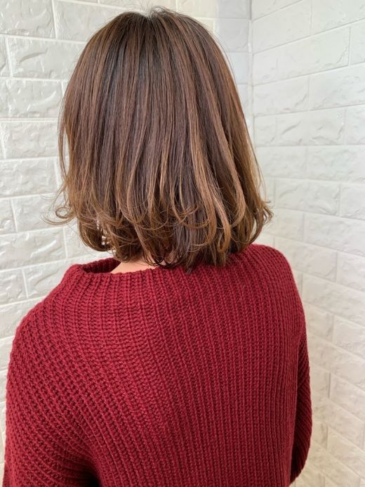 ミディアムボブ ハイライト ヘアカタログ 美容室 Nyny 長岡天神店 橋村 直樹 ヘアサロン 美容院 ニューヨークニューヨーク