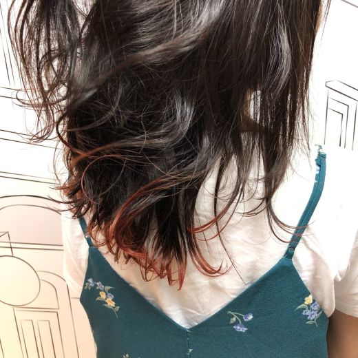 テールカラー オレンジレッド ヘアカタログ 美容室 Nyny 梅田茶屋町店 山本 彩未 ヘアサロン 美容院 ニューヨークニューヨーク