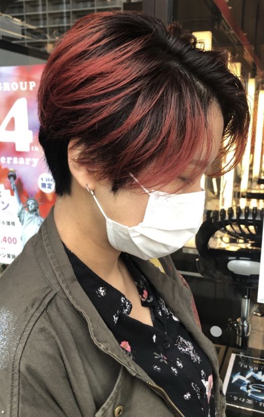 レッドカラー ショートボブ ヘアカタログ 美容室 Nyny イオンスタイル海老江店 﨑田 成人 ヘアサロン 美容院 ニューヨークニューヨーク