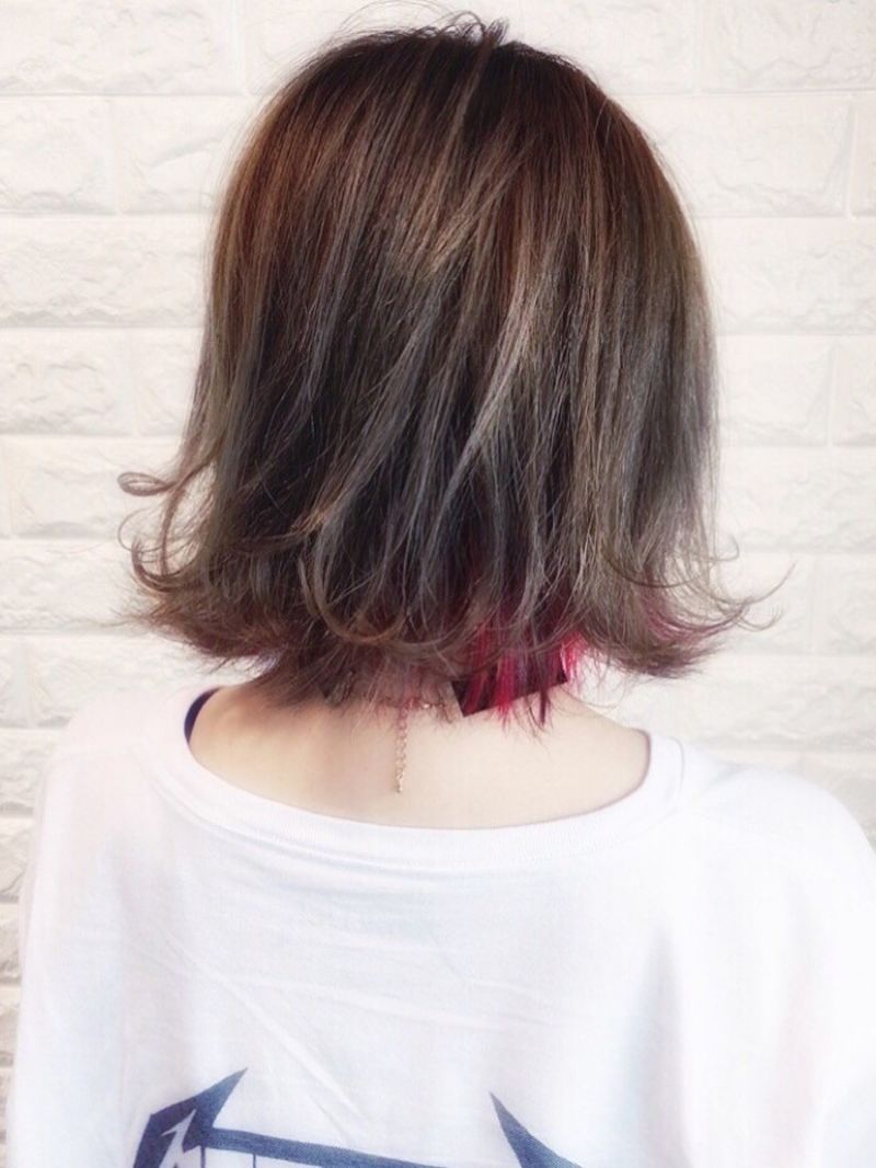 グレーとインナーピンクカラー ヘアカタログ 美容室 Nyny 河原町三条