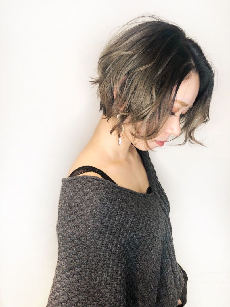 インナーカラー ヘアアレンジ グラデーションカラー ショート Air