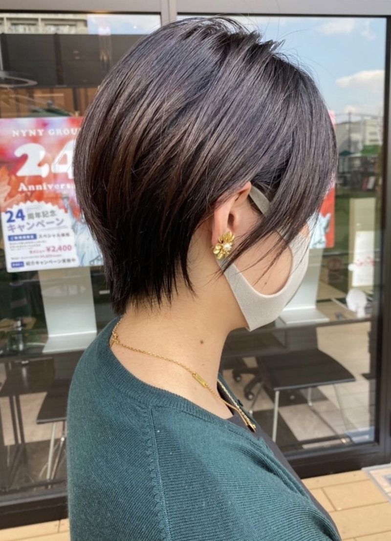 襟足スッキリショートボブ｜ヘアカタログ 美容室 NYNY イオンスタイル海老江店 﨑田 成人｜ヘアサロン・美容院｜ニューヨークニューヨーク