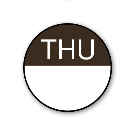 Thursday Food Label Sample Thursday Day Label Brown on White-24mm-1000-Roll for sale | NZ Safety ...