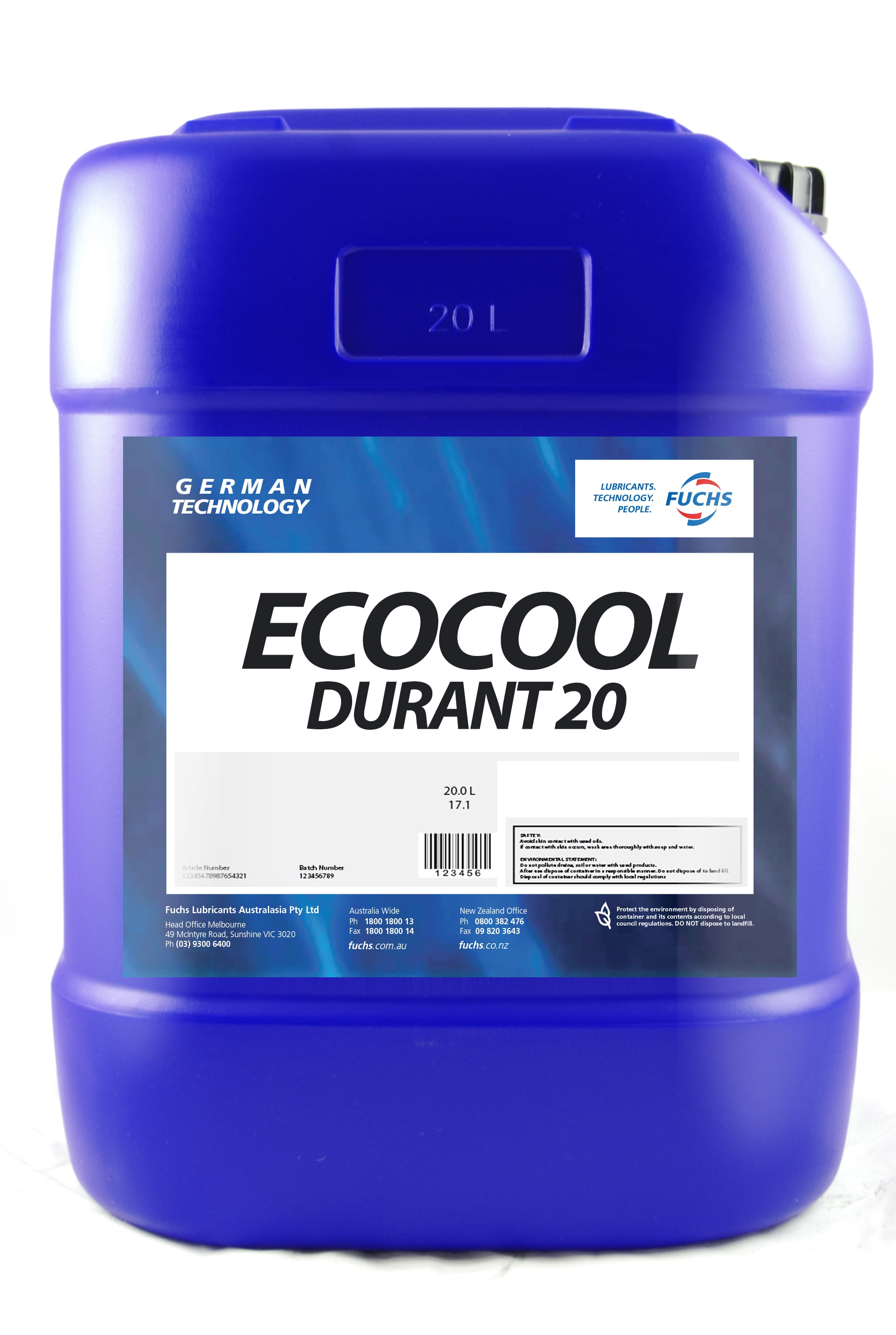 Fuchs Radiator Coolant Fuchs Ecocool Durant 20 Coolant-205L (Each) for sale - NZ Safety ...