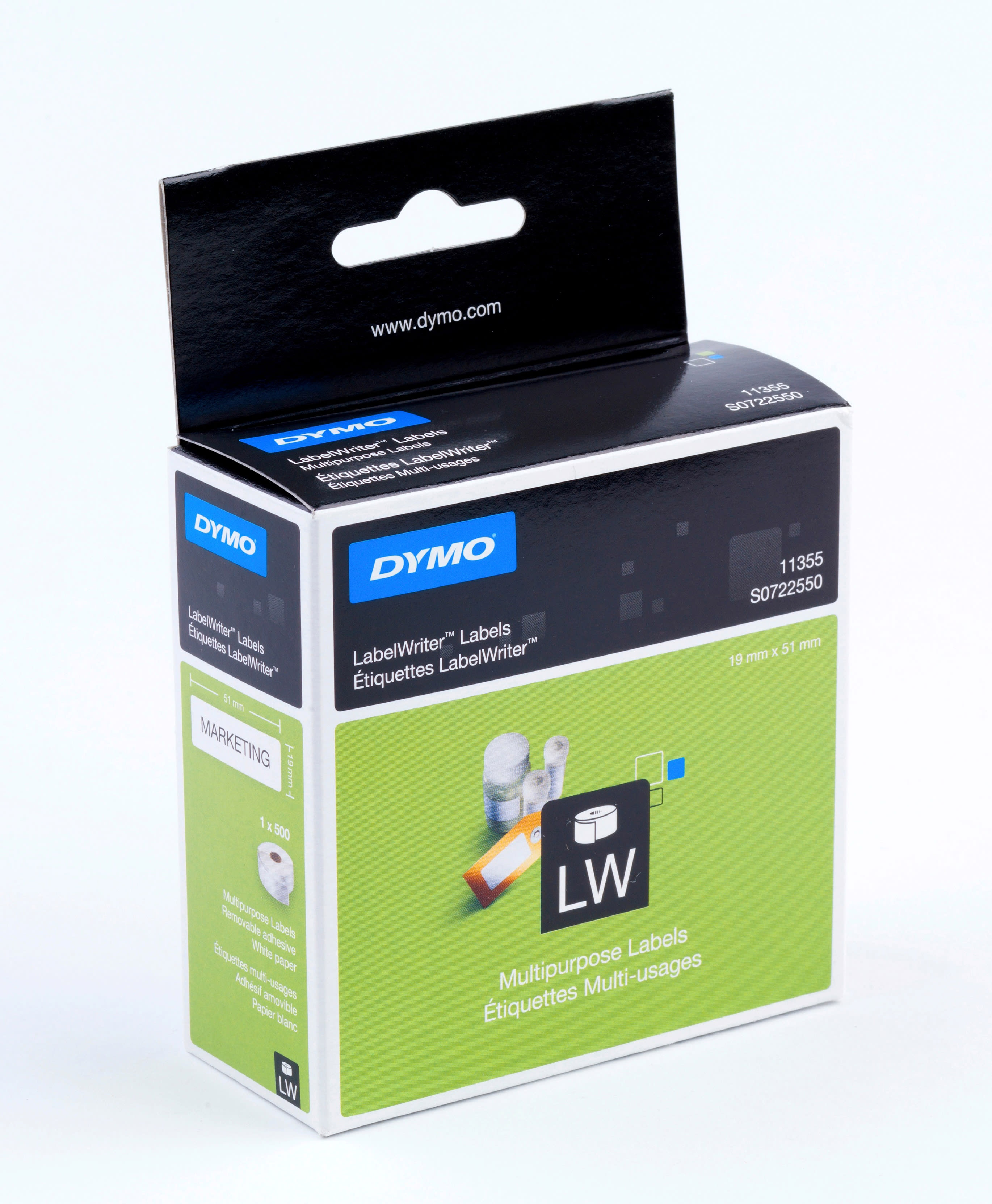 Dymo LW Multi-Purpose Rectangle Labels-19mm x 51mm-500 Labels-Pack for ...