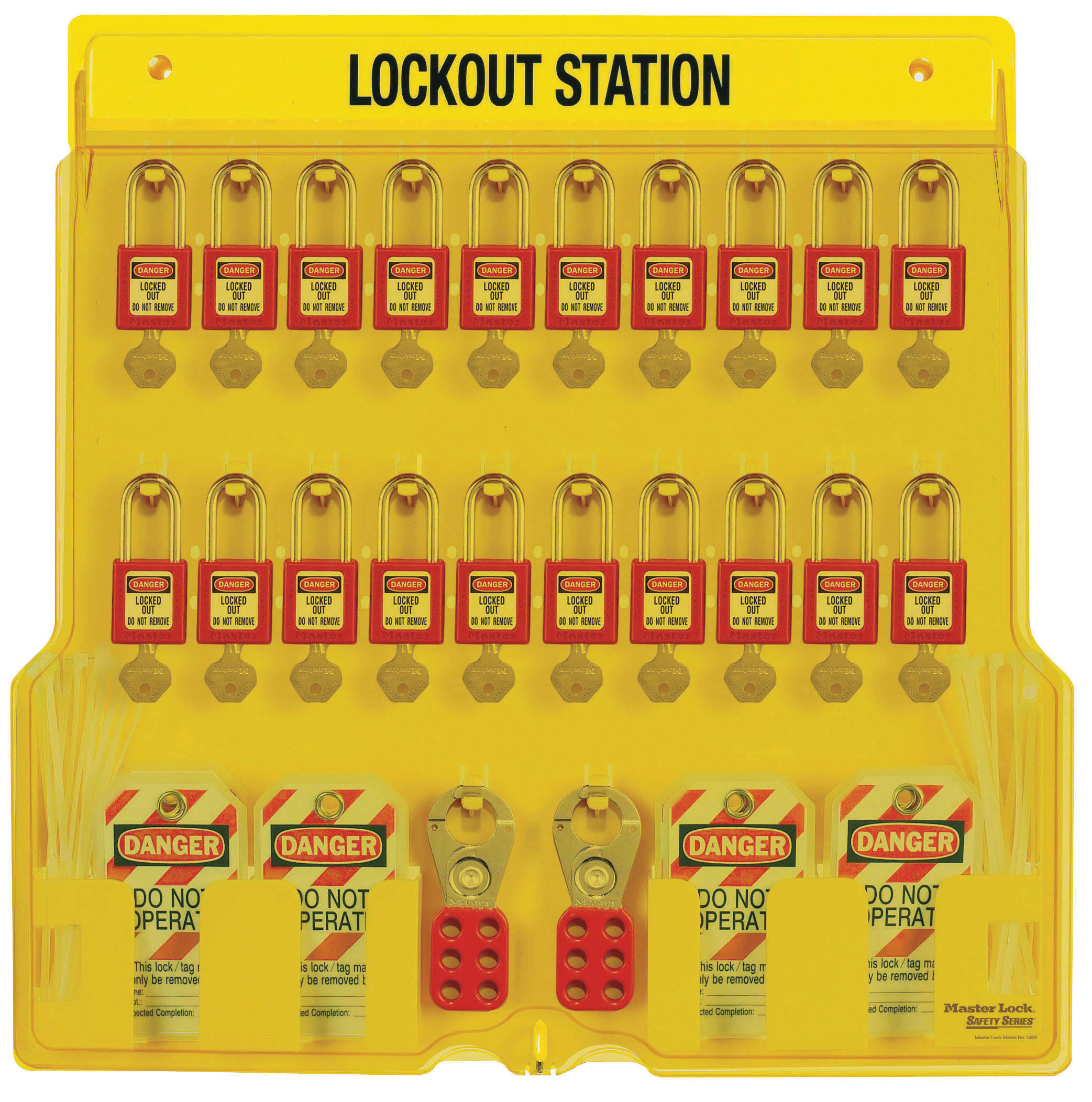 Lock Rack Lockout Locks Master Lock 1482B Covered Lockout Station-Wall Mounted-4 Locks Capacity ...