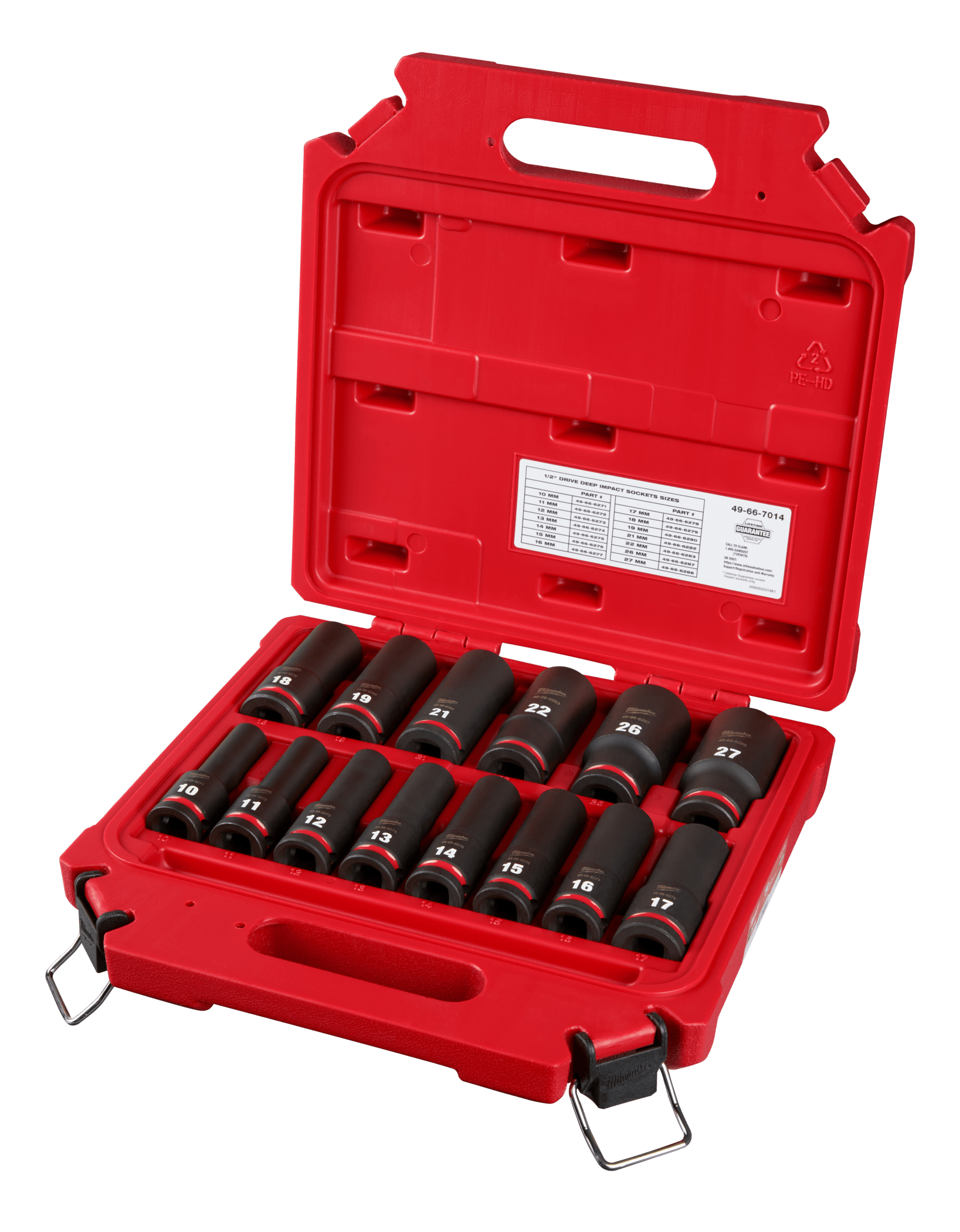 Milwaukee 14 Piece Deep Impact Socket Set Metric-1/2