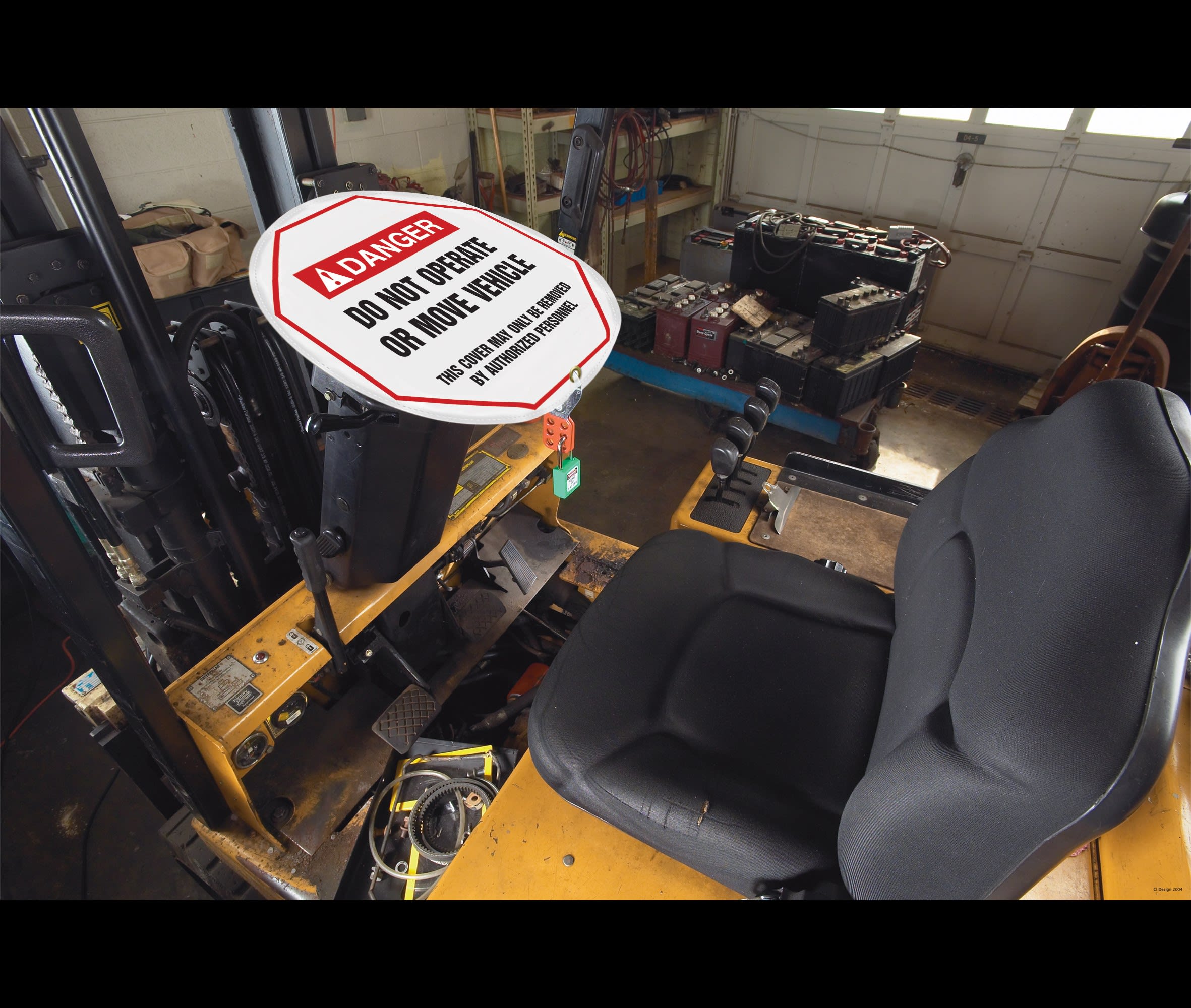 Accuform KDD722 STOPOUT Vinyl Steering Wheel Message Cover, ANSI-Style