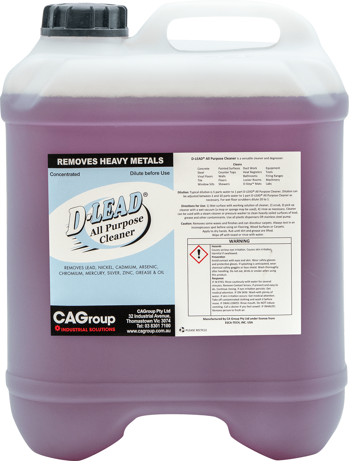 Lead Powder Cleaner D-Lead Metal Removal All Purpose Cleaner 20L-Each for sale - NZ Safety ...