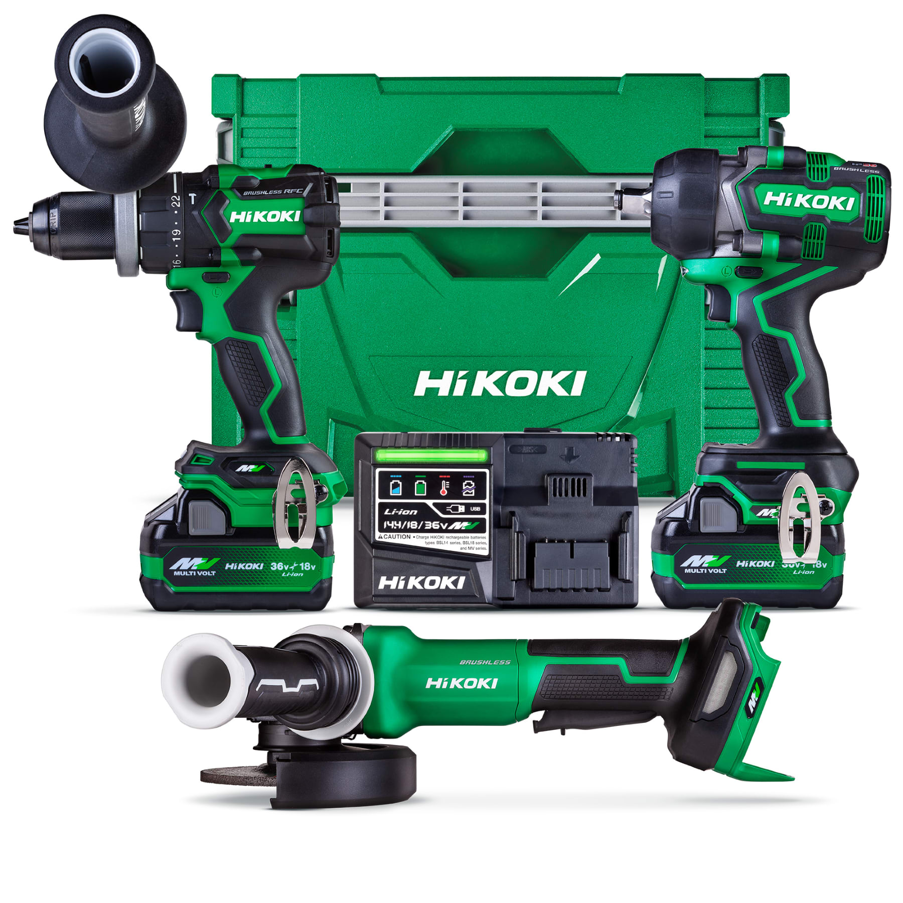 HiKOKI 36V Drill/Wrench/Grinder KC363DRBL(GRZ)-3 Piece-Combo Kit