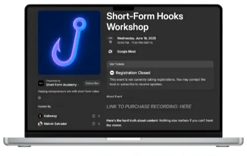 Short Form Hooks Workshop by Kallaway