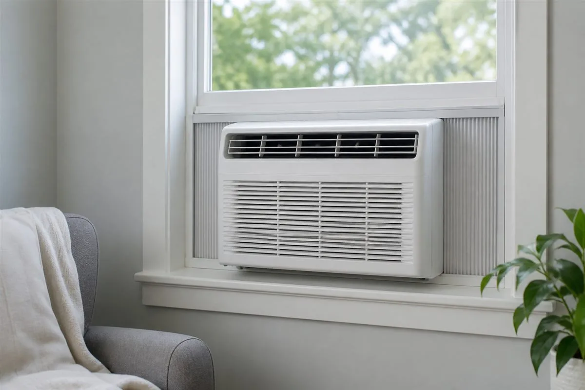 Window air conditioner mounted in a wall opening