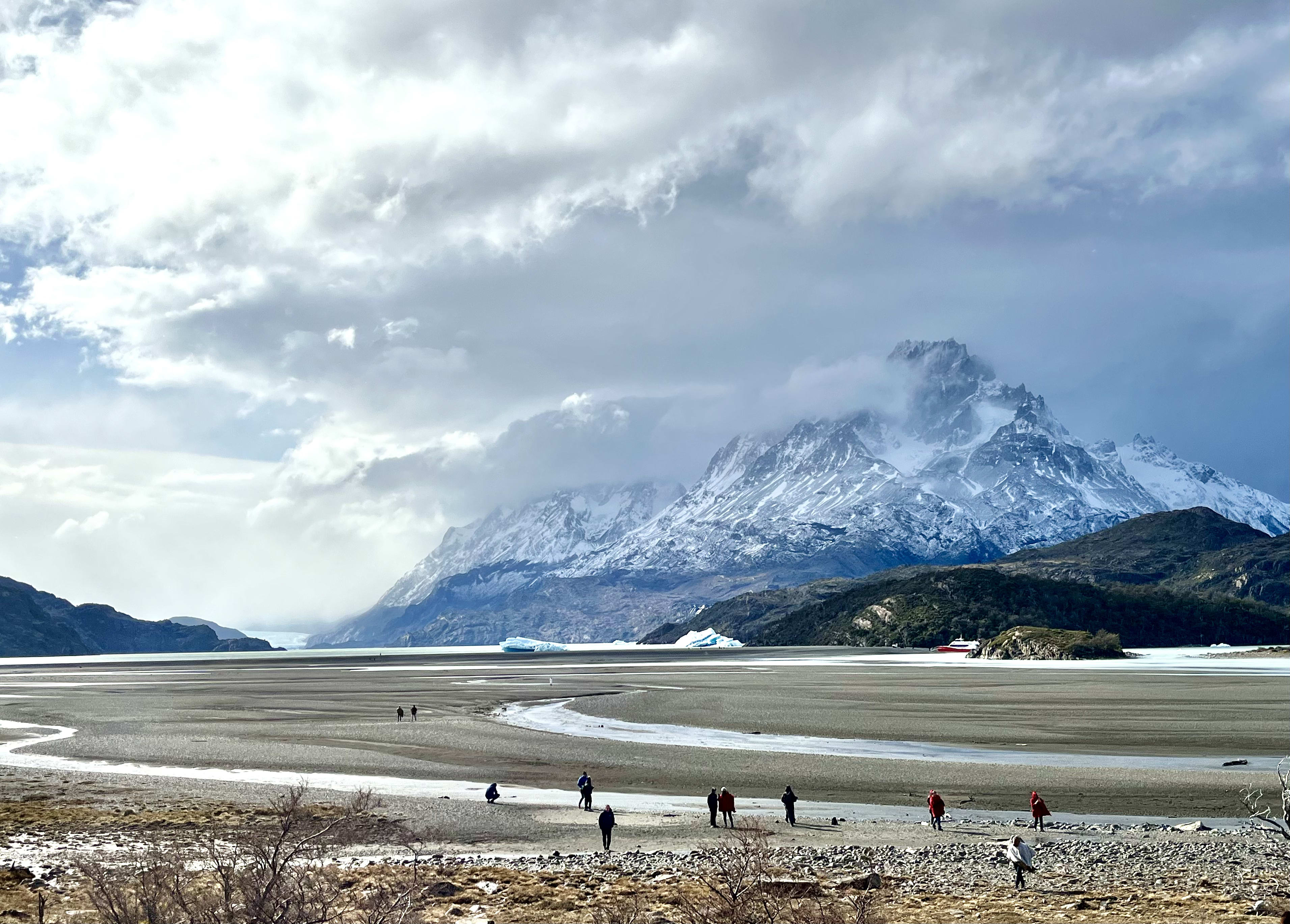 Boat navigating glacial waters