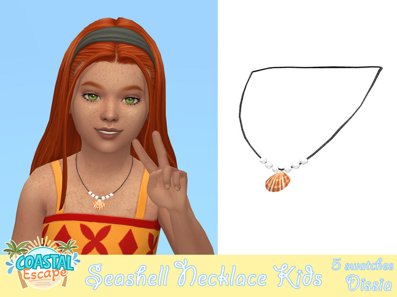 Sims 4 Seashell Necklace Kids by Dissia