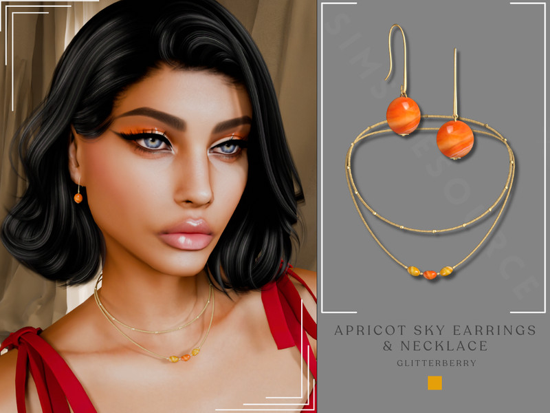 Sims 4 GlitterberrySims- Apricot Sky Necklace by Glitterberryfly