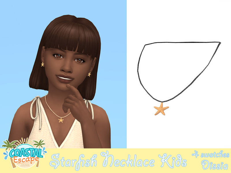 Sims 4 Starfish Necklace Kids by Dissia