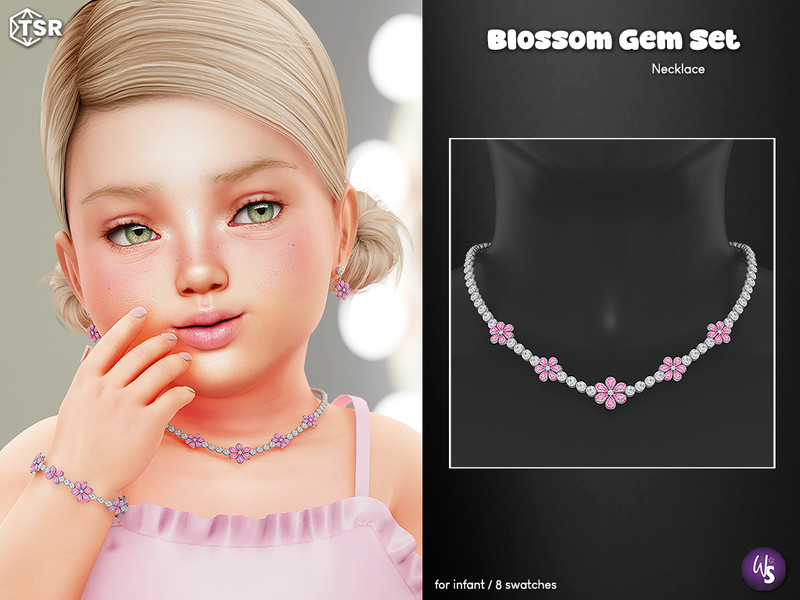 Sims 4 (Wisteria) Blossom Gem Set - Necklace (infant) by WisteriaSims