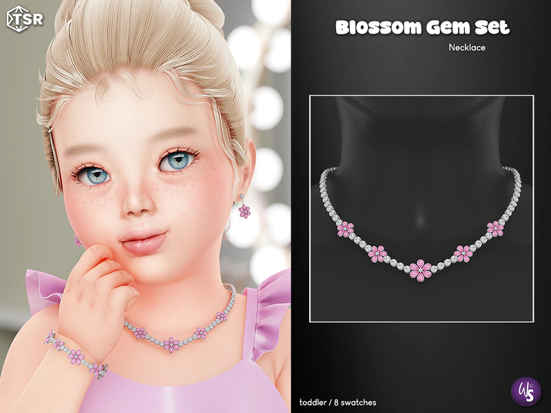 Sims 4 (Wisteria) Blossom Gem Set - Necklace (toddler) by WisteriaSims
