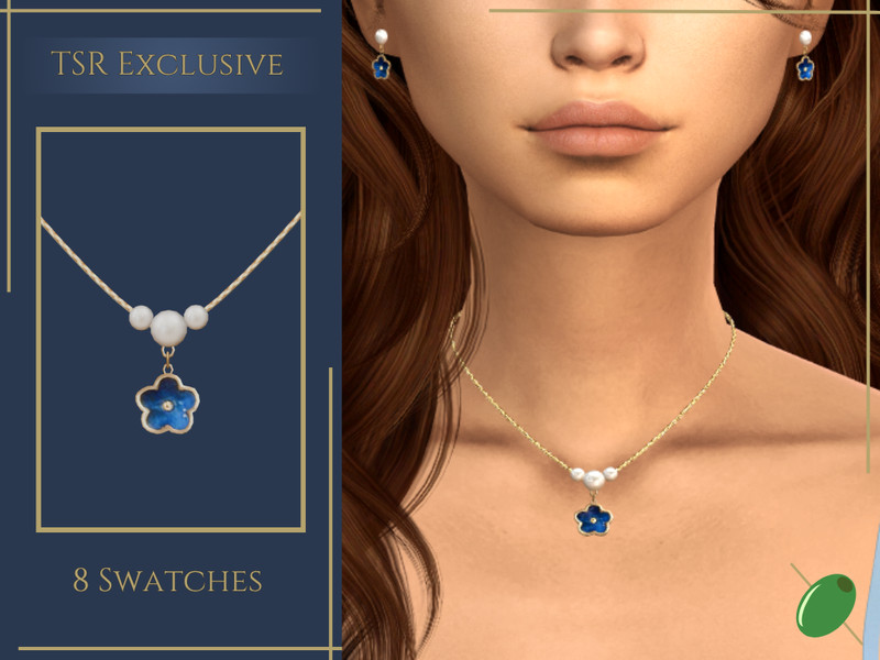 Sims 4 Blue Flower Necklace by Pitted0live