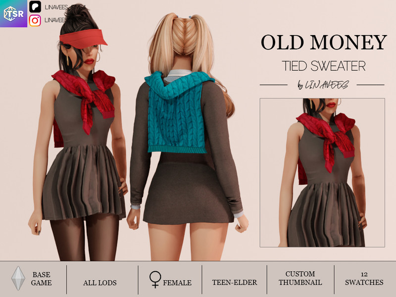 Sims 4 RITA - TIED SWEATER - ACCESSORIES by linavees