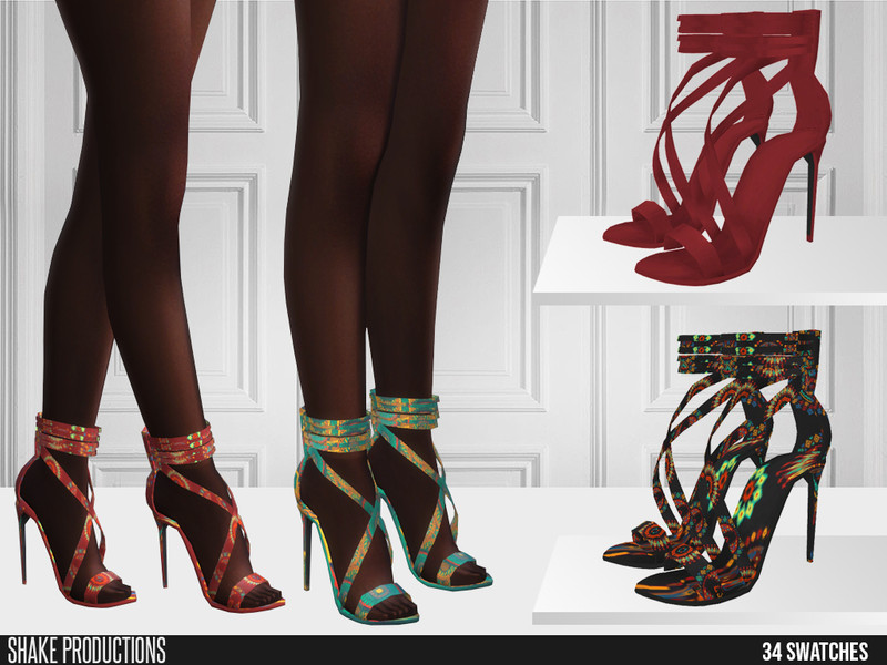 Sims 4 Holiday Wonderland - ShakeProductions Kwanzaa High Heels by ShakeProductions