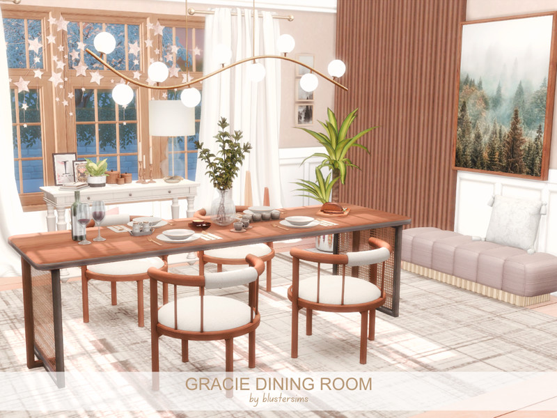 Sims 4 Gracie Dining Room by BlusterSims