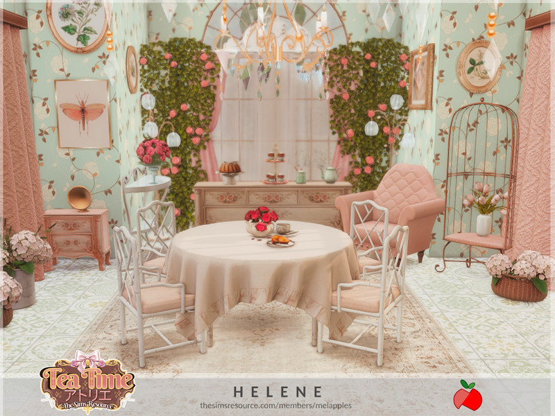 Sims 4 Tea Time - Helene - dining room by melapples