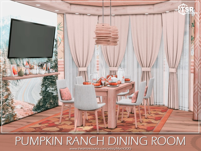 Sims 4 Pumpkin Ranch Dining Room by MychQQQ