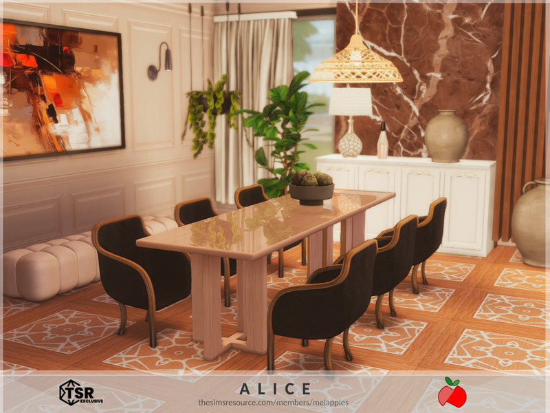 Sims 4 Alice - dining room by melapples
