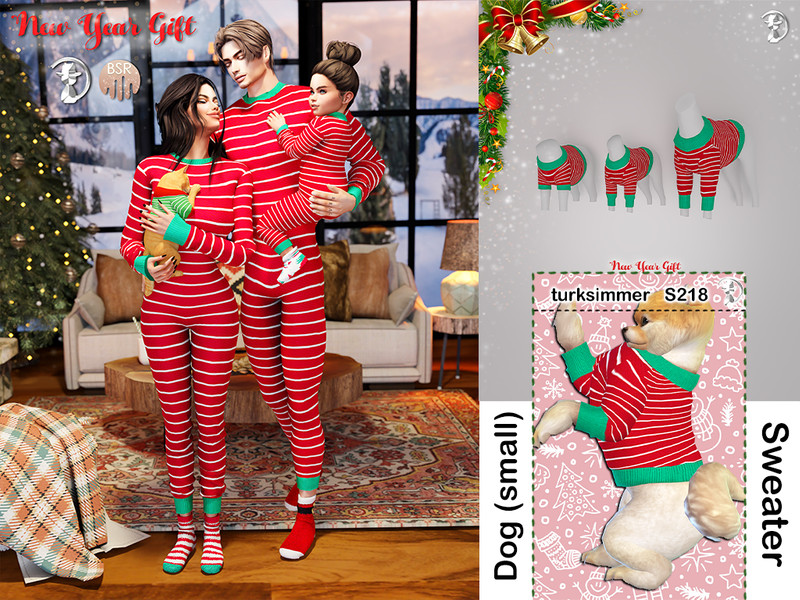 Sims 4 [PATREON] NEW YEAR GIFT - Dog Sweater (Small) S218 by turksimmer