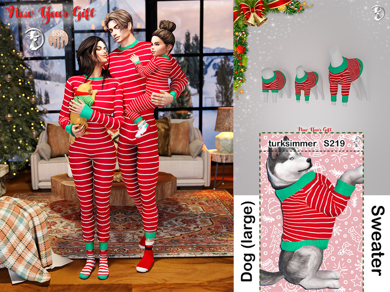 Sims 4 [PATREON] NEW YEAR GIFT - Dog Sweater (Large) S219 by turksimmer