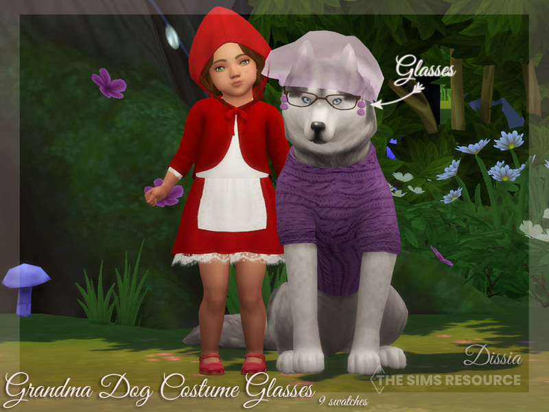 Sims 4 Grandma Dog Costume Glasses by Dissia