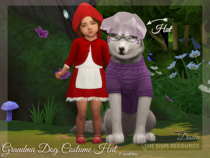 Sims 4 Grandma Dog Costume Hat by Dissia