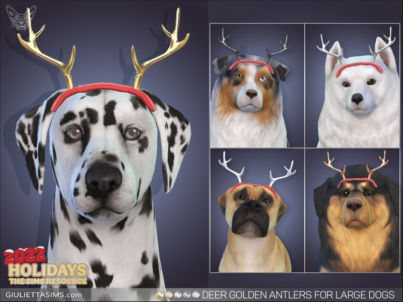 Sims 4 Deer Golden Antlers For Large Dogs by feyona