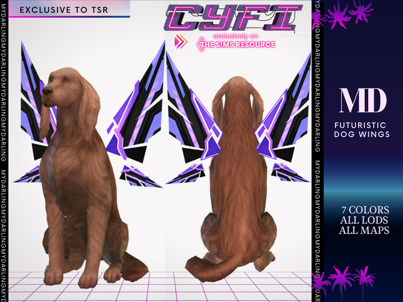Sims 4 FUTURISTIC DOG WINGS by Mydarling20