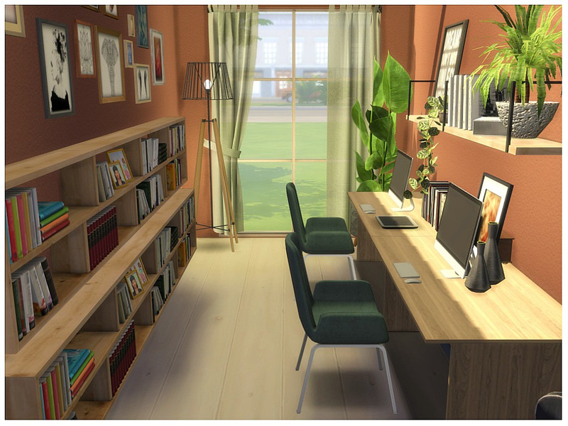 Sims 4 Orange Office by lotsbymanal