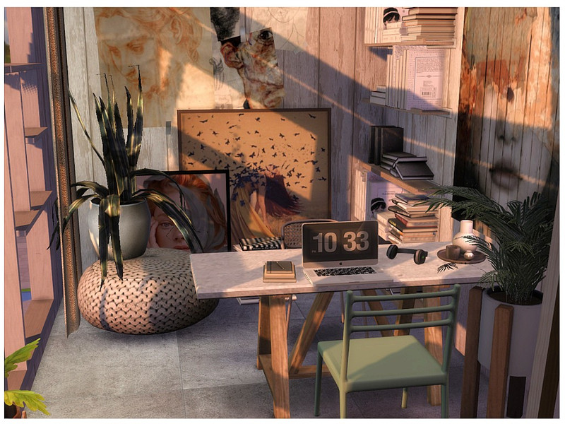Sims 4 Brown Office by lotsbymanal