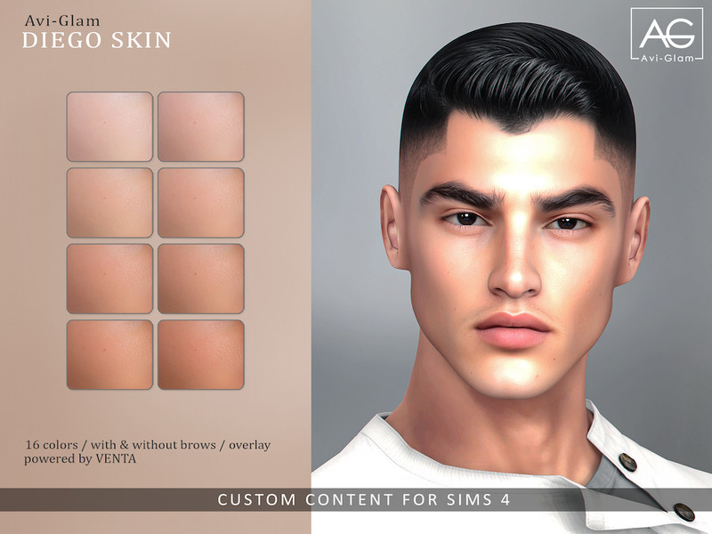 Sims 4 Avi - Glam Diego Skin Overlay by VentaStudio